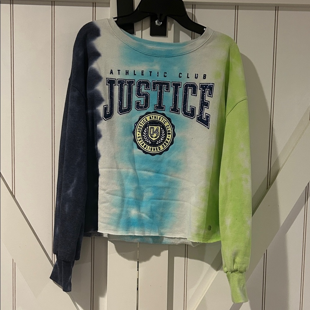 Justice Blue and Green Tie-Dye Sweatshirt